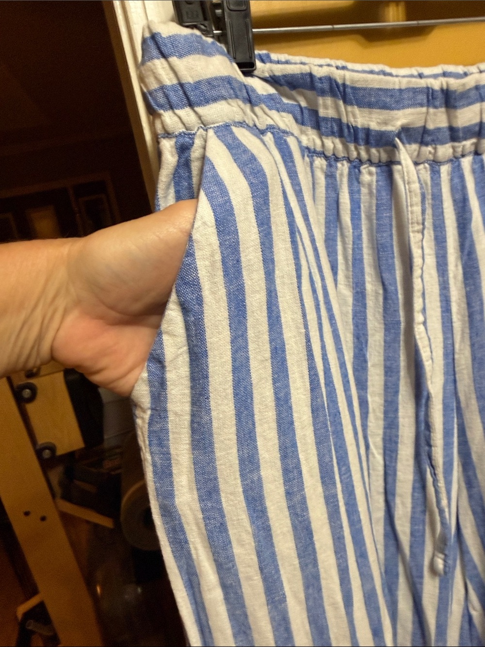 Ava & Viv 1X Blue White Striped Linen Blend Wide Leg Pants - Picture 6 of 10